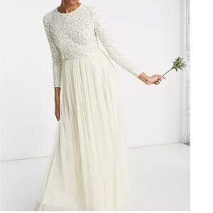 ASOS Cream Sequin Gown